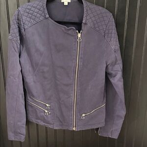 GAP Women's Navy Bomber Jacket with Quilted Shoulders